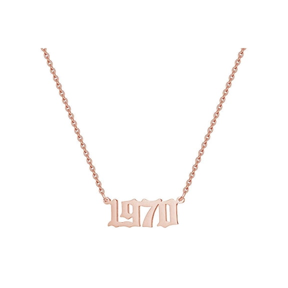 AFFY 14k Rose Gold Over Sterling Silver Birth Year Number Necklace with 18" Chain Personalized Birthday Jewelry for Women Men Sister Brother Daughter