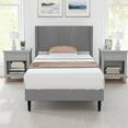 thumbnail image 2 of Costway Twin Bed Frame Modern Platform Bed with Linen Upholstered Wingback Headboard, 2 of 10