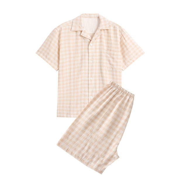 LSLJS Pyjama de Nuit Décontracté pour Hommes, Haut à Manches Courtes et Pantalon, Col Rabattu, Ensembles de Pyjama, Cadeaux pour Hommes