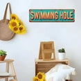 thumbnail image 2 of Decorative Tin Sign - 16*4 Inch "SWIMMING HOLE" Retro Water Design for Backyard, Lake House, Patio - Tin Signs, Ideal for Outdoor Signs, Fishing Decor, Beachy Decor, 2 of 4