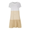 thumbnail image 4 of CHOK Robes en Lin pour Femmes Été Grande Taille Manches Courtes Col en V Longueur Genou Robe Ample Décontractée Confortable Plage 2024 Soldes, 4 of 7