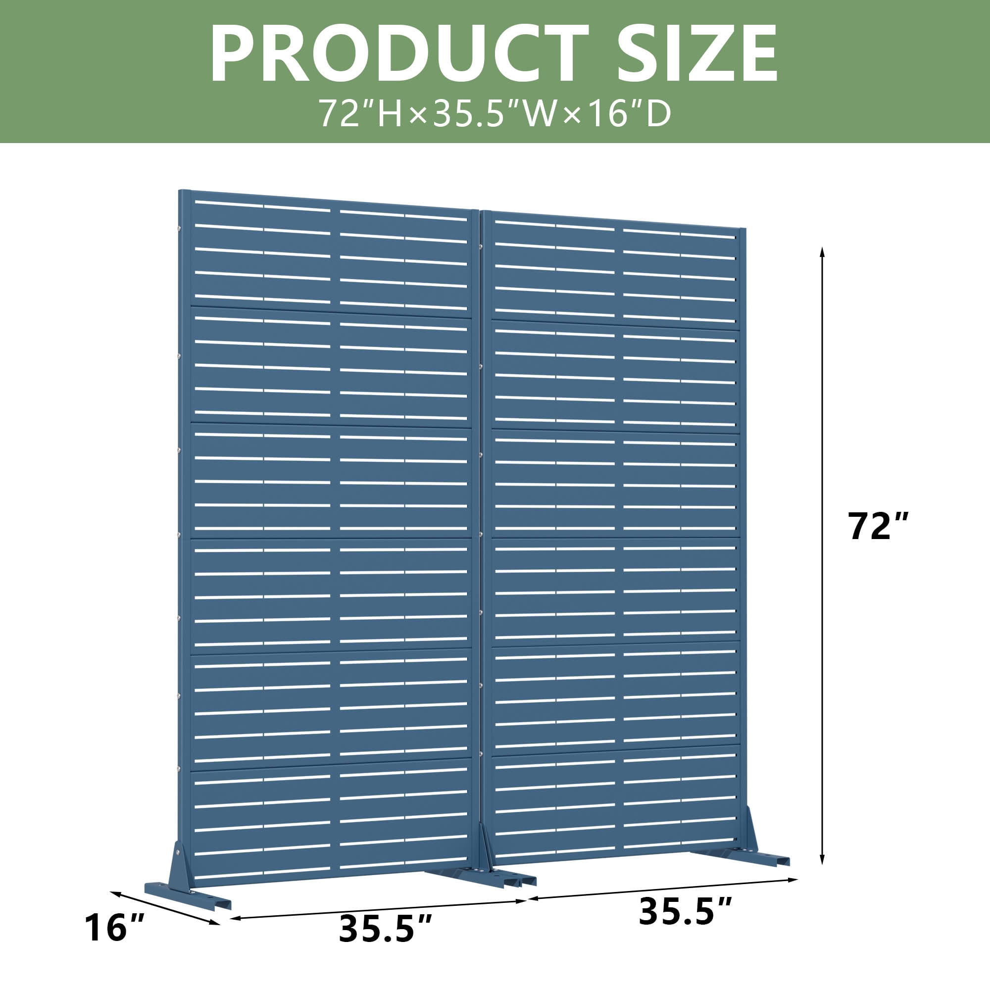 MAYEERTY 2-Piece Outdoor Metal Privacy Screen 6ft × 3ft Starry Night Blue, 6-Panel Classic Louvered, Weatherproof for Patio