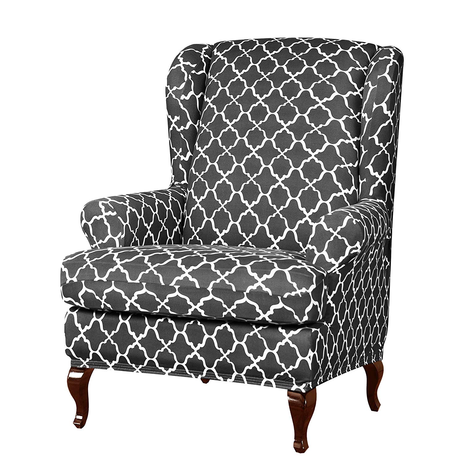 Subrtex Stretch 2 Piece Elegant Geometric Wing Chair Slipcover Gray Walmart Com Subrtex Stretch 2 Piece Elegant Geometric Wing Chair Slipcover Gray Walmart Com