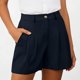 thumbnail image 4 of Pantalones Cortos de Ajuste Suelto para Mujeres Moda Casual Alta Cintura de Lino Mezcla Pantalones Cortos con Bolsillos, Poliéster Suave Recto Sólido Fondo de Verano para Diario, 4 of 6