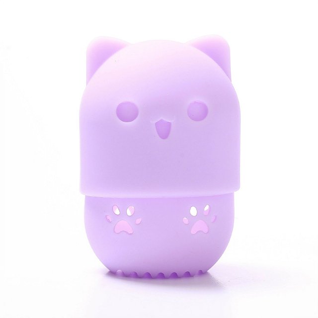 Estuche para guardar huevos de maquillaje de belleza, funda protectora portátil de silicona para viajes, caja de almacenamiento a prueba de polvo Meow puff