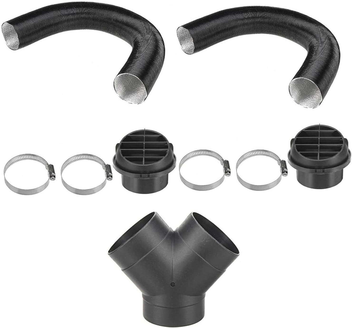 Diesel Parking Heater Set, 75mm Warm Heater Duct Pipe, Air Outlet, Y-type Elbow & Clamps