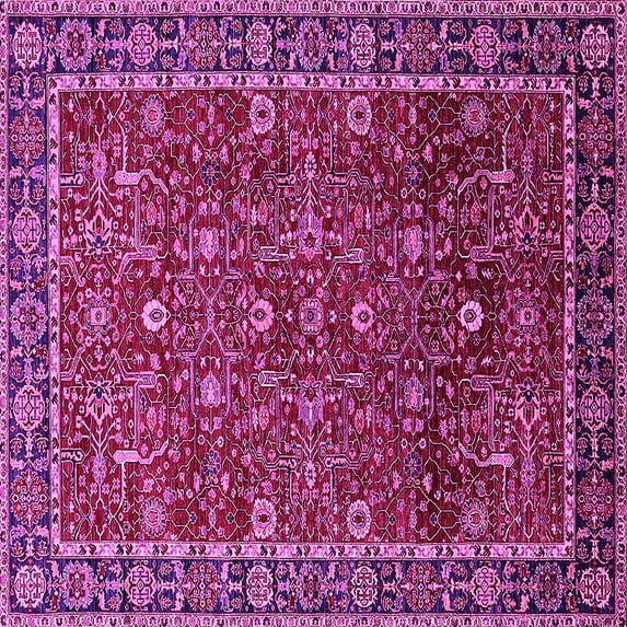Ahgly Company Indoor Square Oriental Pink Industrial Area Rugs, 4' Square