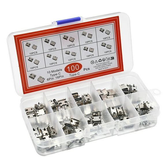 100Pcs 100Pcs Type C USB Charging Dock Connector Mix 6Pin 16Pin Use for Phone Digital Product Repair Accessories