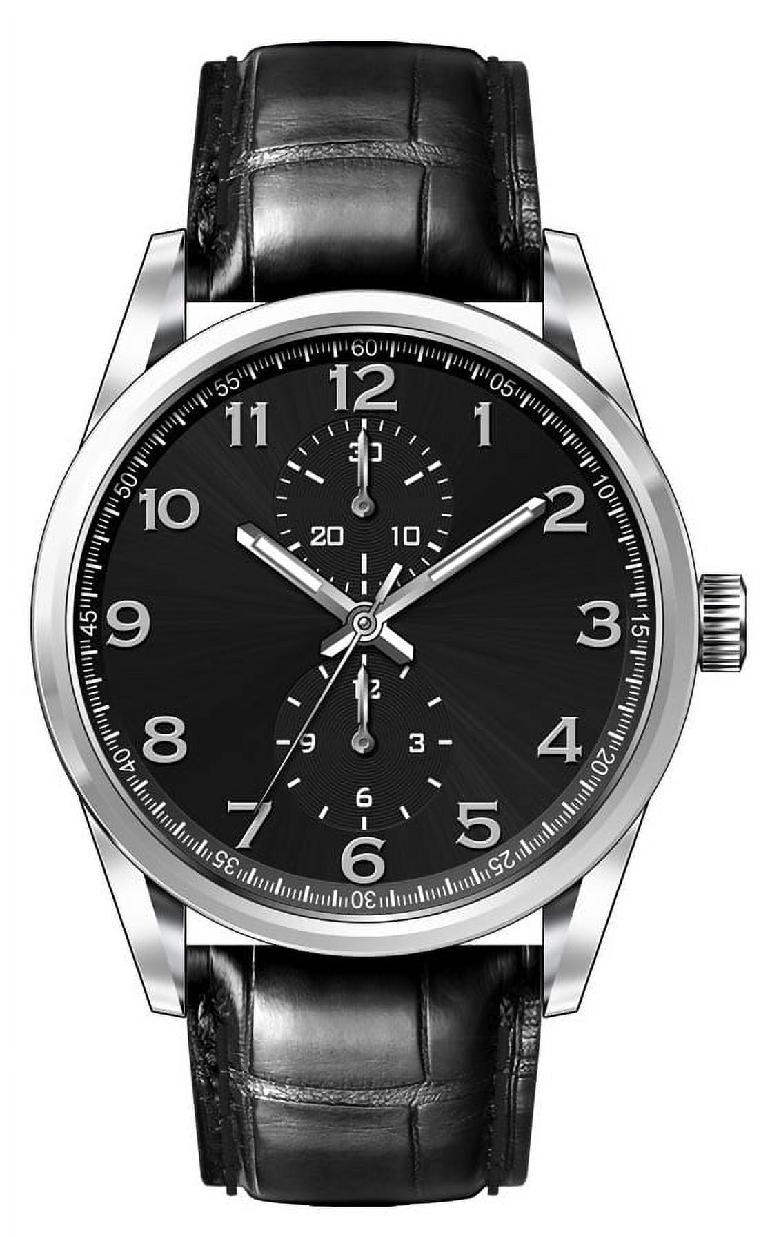 George 41MM Men's Silver Tone Black Dial Easy Read Strap