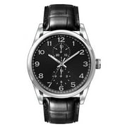 George 41MM Mens Silver Tone Black Dial Easy Read Strap Black Watch