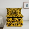 thumbnail image 5 of Gothic Damask Bedding Comforter Sets Black Yellow Victorian Baroque Floral Comforter Set Bohemian Exotic Goth Bedding Set Teen Adults Vintage Boho Flower Bed Set 2 Pcs, 5 of 7