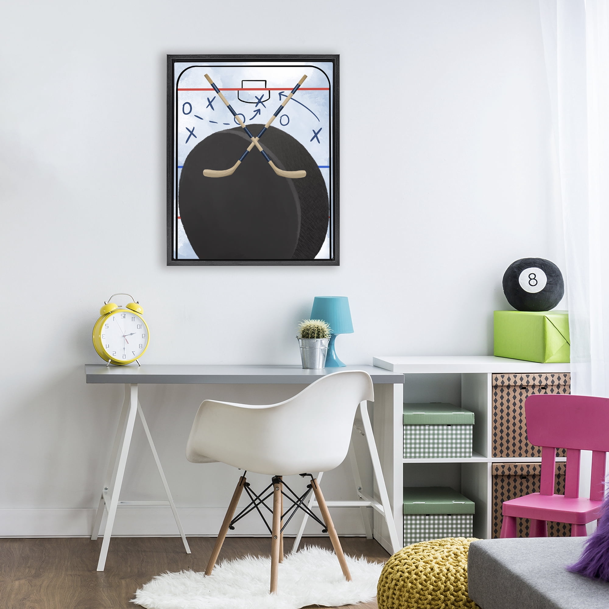 Stupell Industries Hockey Rink Tactics Black Framed Floater Canvas Wall Art, design by Jennifer Stith