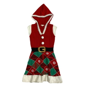 Girls Red & Green Santa Squad Christmas Holiday Sweater Dress Emoji Elf S -  Walmart.com