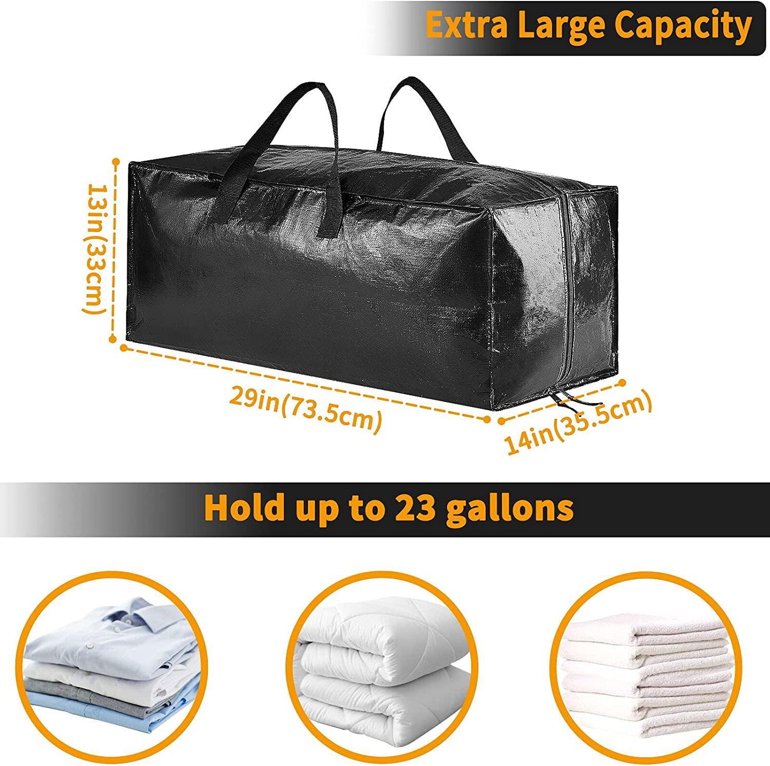 GZBtech 4 Pcs Heavy Duty Moving Bags,Large Waterproof Storage Bag with Handles and Zippers for House Moving Camping Packing Clothes Bedding, Adult Unisex