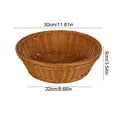 thumbnail image 3 of Summercome Small Woven Breads Baskets, Round Fruit Baskets Stackable Plastic Wicker Trays for Serving Vegetables, Kitchen, Restaurant, Outdoor, Imitation Rattan Brown, 12inch, 3 of 6