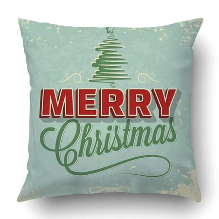 Year Happy Holidays Sign BPBOP Text Holiday Happy Merry Christmas New Year Vintage Xmas Day Sign Tree Bright Pillowcase Cover Cushion 18x18 inch ()