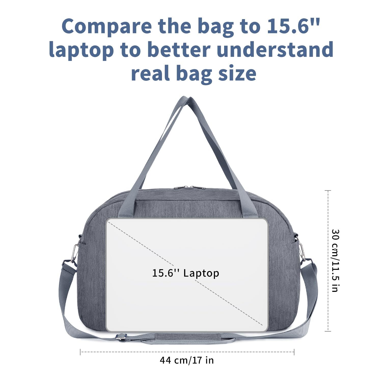 Underseat Bag Weekender Travel Duffel Tote with Adjustable Shoulder Straps for Spirit Airlines Personal Item Bag 18x14x8 for Gym Overnight, Grey