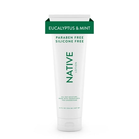 Native Natural Hand and Body Lotion, Eucalyptus & Mint, Paraben Free, Silicone Free 12 oz
