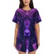 thumbnail image 1 of Fotbe Purple Starry Sky Antelope Conjunto de Pijama Estampado para Mujer, 2 Piezas, Ropa de Dormir con Camiseta de Manga Corta y Shorts Suaves-X-Large, 1 of 6