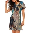 thumbnail image 2 of Yiaed Colorful Sky Puppy Print Women's Loose-Fit Short Sleeve Nightgown, Soft and Comfortable Sleep Dress for Relaxation and Sleepwear, 2 of 6