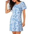 thumbnail image 2 of Gukieu Winter Paisley Pattern Print Women's Nightgown, A-line Round Neck Short-sleeved Nightgown Pajamas Home Wear Suitable for Home and Outing, 2 of 6