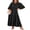 Black, variant on Womens Boho Maxi Dresses 2026 Summer V Neck Puff Sleeve Floral Flowy Swing Fall Casual Long Dress Leopard Print L