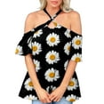 thumbnail image 1 of Tops Para Mujer Blusa Informal Elegante Camisas Con Hombros Descubiertos Cuello Halter Cruzado Erógeno Manga Corta Impreso Túnica Elegante Odeerbi  ODB164774, 1 of 6
