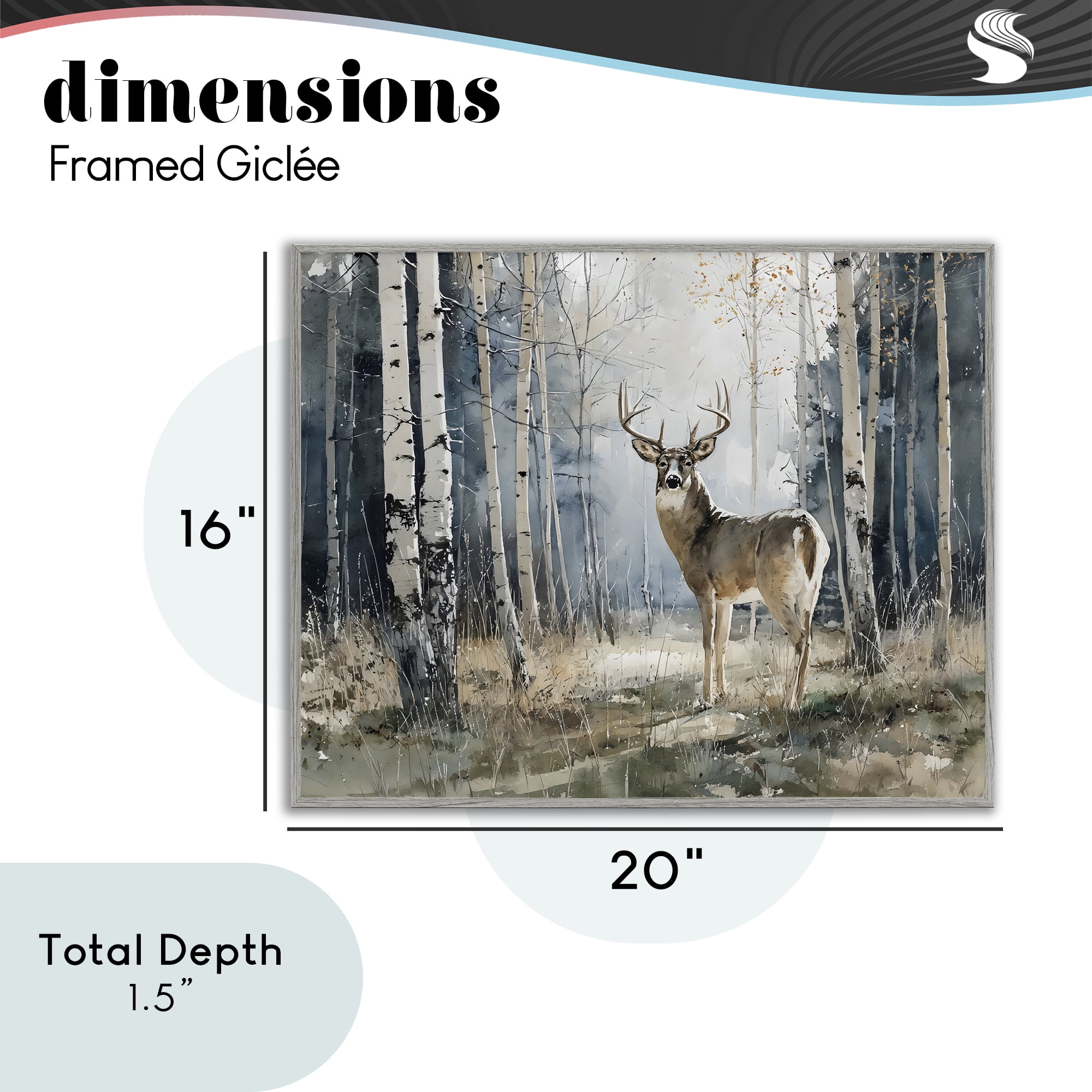 Stupell Industries Lone Stag in Birch Forest Gray Framed Giclee Art, design by Franklyn Gregory
