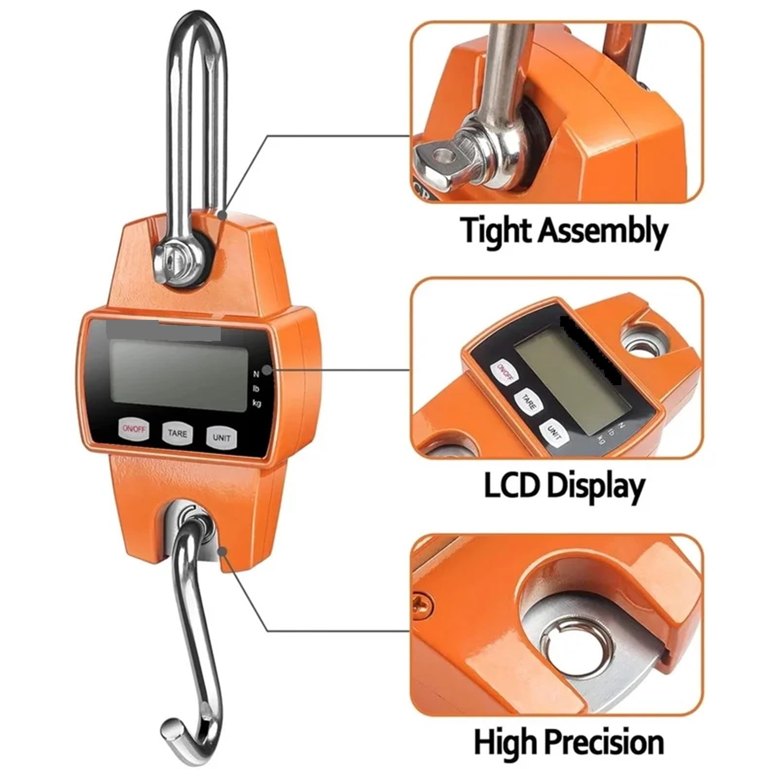 Digital Hanging Scale 300Kg Mini Crane Scale With Hooks For Farm, Hunting, Fishing ,Easy to Operate