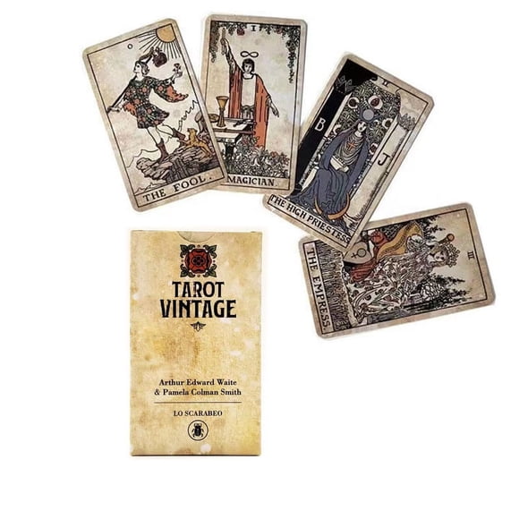 12X7cm Vintage Tarot Runes Divination High Quality Cards English Deck Learning Prophet for Beginners with Paper Guide Book