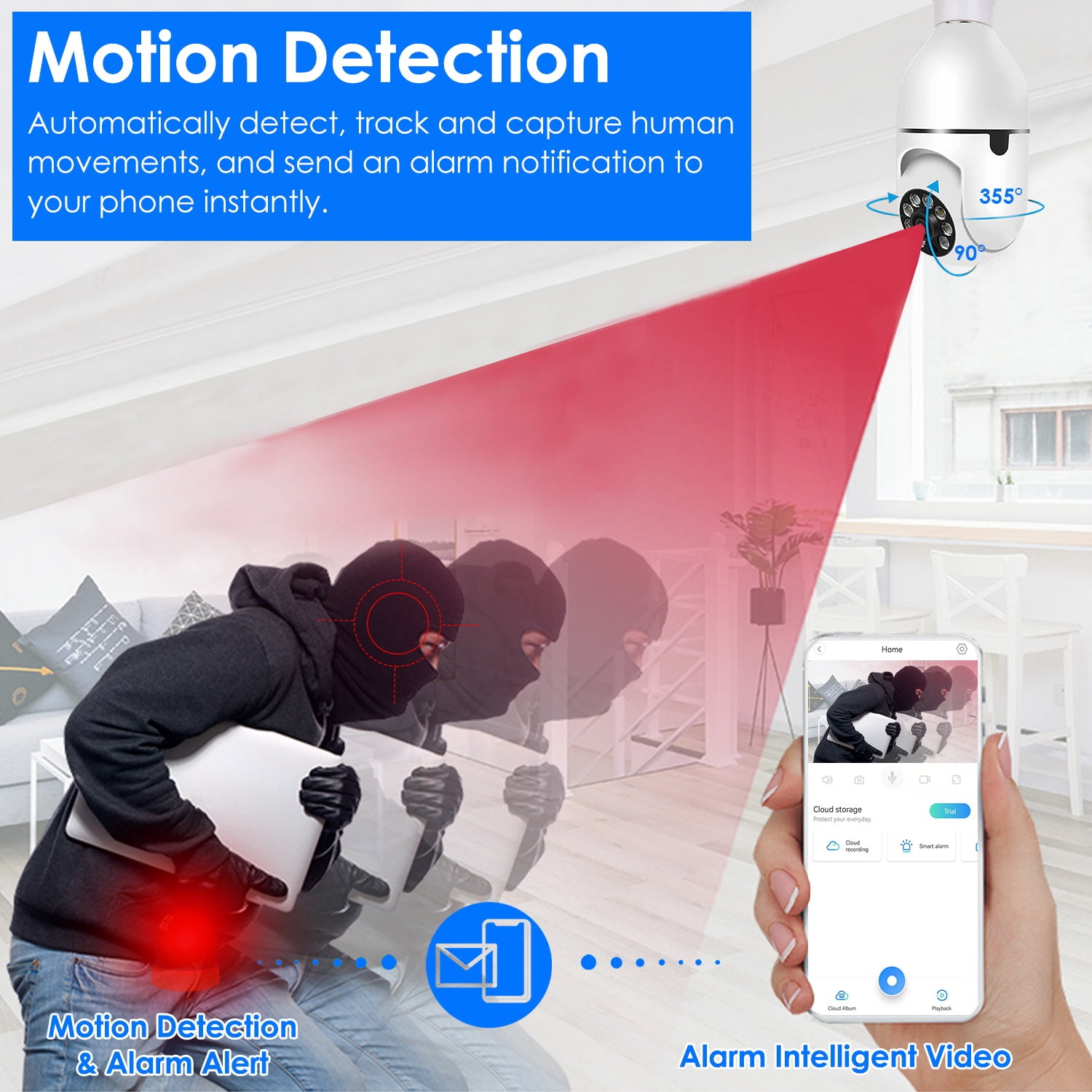 TeqHome WiFi Camera 1080P HD Outdoor Night Vision APP Control Waterproof Security Dome Camera Digital Zoom Audio Surveillance Camera