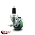 thumbnail image 2 of 3 Inch Green Poly Swivel 1-3/8 Inch Expanding Stem Caster with Brake SCC, 2 of 2