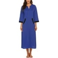 thumbnail image 5 of Avidlove Women Zipper Front Robes 3/4 Sleeve Housecoat Full Length Loungewear Dress with Pocket Long Nightgown Sleepwear Bathrobes, 5 of 6