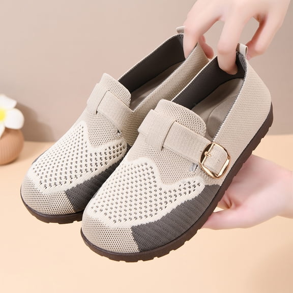 Womens Walking Shoes, Office Shoes, Widestep Shoes for Women, Womens Walking Shoes Wide Toe Barefoot Shoes Zero Drop Minimalist Loafer With Adjustable Strap Slip On Clogs, Beige US-5.5/EU-36