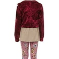 thumbnail image 2 of Big Girls' Set Velvet Hoodie Jacket Tank Top Necklace Floral Legging Pants Set USA Burgundy 10 (J20KS99), 2 of 4