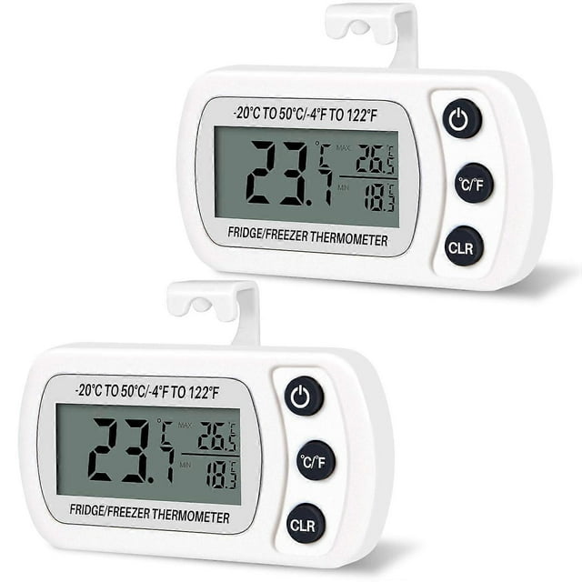 2 PCS Thermometer, Digital Fridge Freezer Temperature -20 to 50C, Easy to Read LCD Display (White)