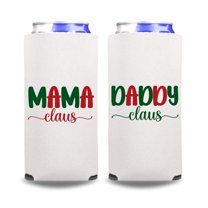 Christmas Skinny Cooler, Mama Claus, Daddy Claus, Christmas Gift, Holiday Slim Spiked Seltzer, White Elephant Gift, Christmas Party Favors (2Pack (Combo))