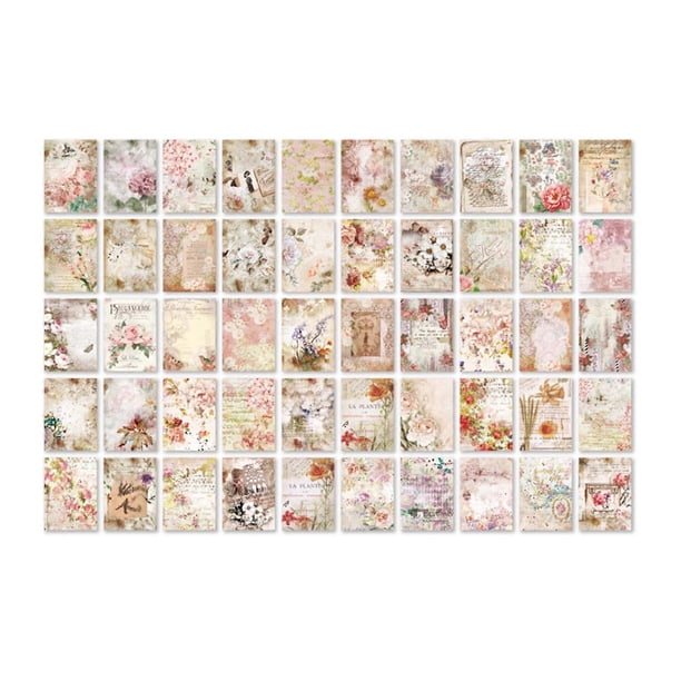 100 Sheets Vintage Scrapbook Paper Decorative Aesthetic Journaling Background Paper for DIY Planner Journal Photo Album Type 3