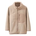 thumbnail image 7 of Atogsazn Girls Fuzzy Fleece Jacket Casual Shepra Zip Up Long Sleeve Coat Winter Warm Fashion Clothes 05-Khaki 3-4 Years, 7 of 7