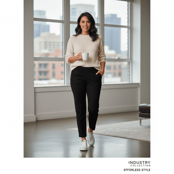 Industry Woman Black Pull-On Stretch Pants Plus Size 2X NWT Comfort Waist 26"