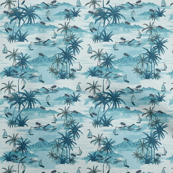 oneOone Georgette Viscose Dark Teal Green Fabric Beach Hawai Sewing Fabric By The Yard Printed Diy Clothing Sewing Supplies 42 Inch Wide