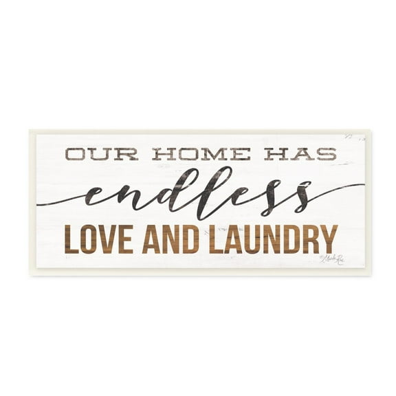 Stupell Industries The Stupell Home Decor Our Home Has Endless Love And Laundry Rustic White Wood Look Sign, 7 x 17, Proudly Made in USA - 7 x 17