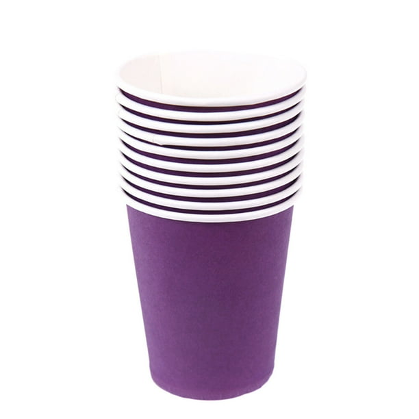 Vasos de papel desechables de colores para niños, Material de arte artesanal grueso, color morado oscuro, 100 Uds.