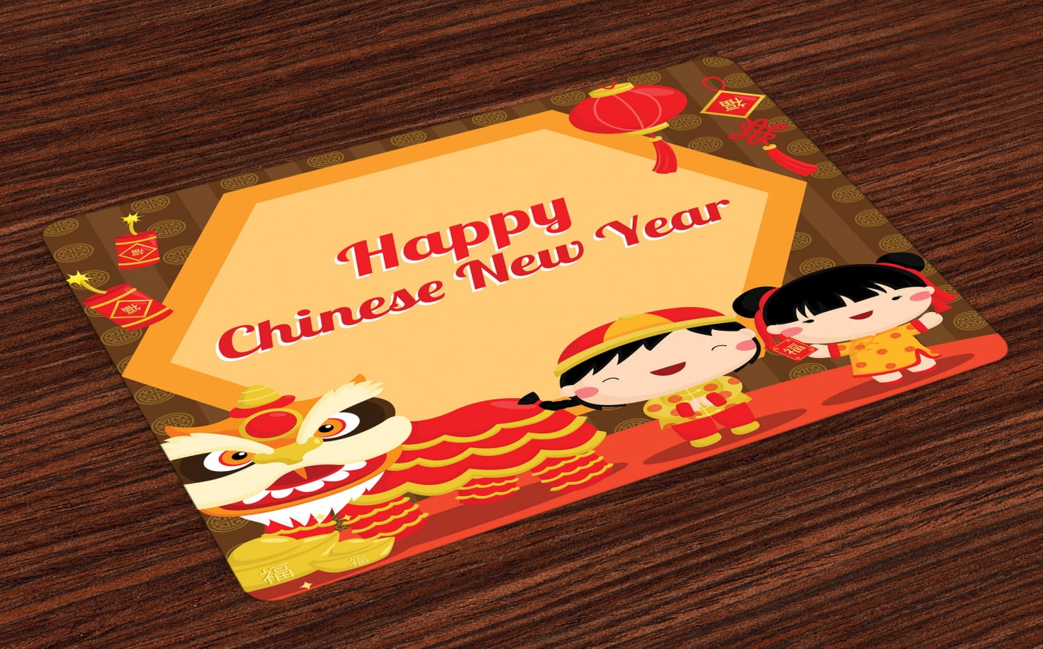 Chinese New Year Placemats Set of 4 Text of Celebration in a Hexagon ...