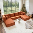 thumbnail image 4 of YINIX 140"Corduroy Sectional Sofa for Living Room, Comfy Cloud Couch with Movable Ottomans, Orange, 4 of 9