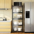 thumbnail image 3 of Large Kitchen Pantry Storage Cabinet Buffet, 4 Tier Metal Pantry Cabinet with Folding Doors 56'' Kitchen Hutch Cabinet Suitable for Dining Room Living Room, 3 of 9
