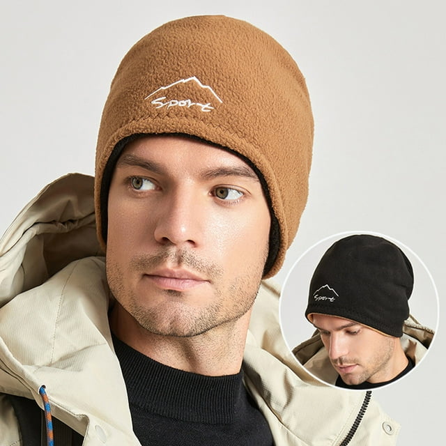 Chapeau de Ski d'Hiver Résistant au Froid pour Hommes et Femmes Casquette Extérieure Polaire Réversible Coupe-Vent Chaude