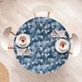thumbnail image 4 of Ambesonne Jungle Scene Fitted Round Tablecloth, Monstera Hibiscus Art, 56"- 60" Diameter, Off White Pale Azure Blue, 4 of 5
