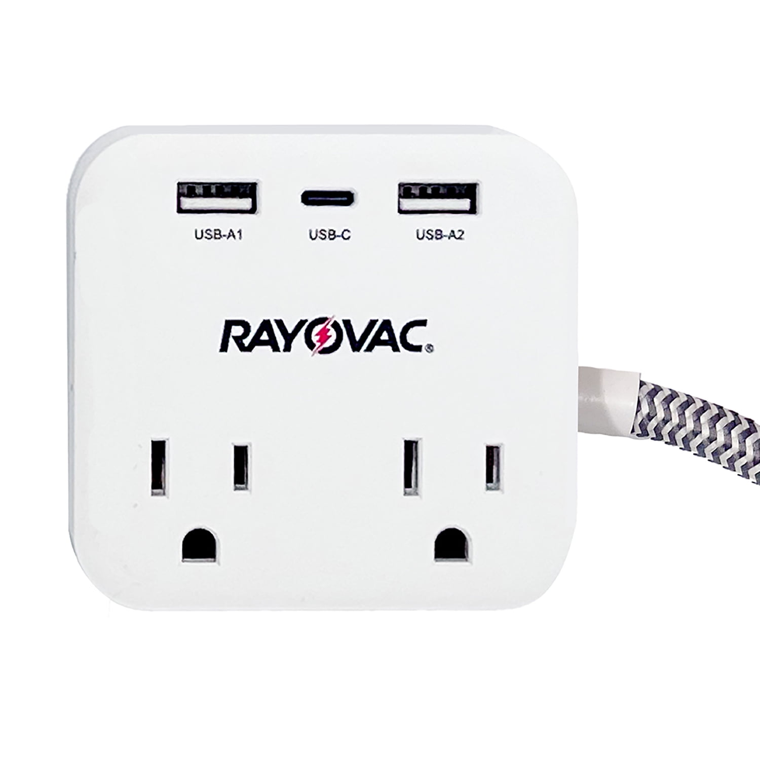 RAYOVAC FL-143SC Surge Protector w/ 2 Outlets and 3 USB Ports, 1.5-Ft. Cord