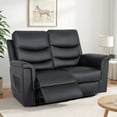 thumbnail image 6 of Loveseat Recliner, Double Recliner with Adjustable Footrest/Cup Holder/Side Pocket, RV Wall Hugger Reclining Loveseat, 2-Seater Reclining Sofa Couch for Living Room & Home Theater, 6 of 8